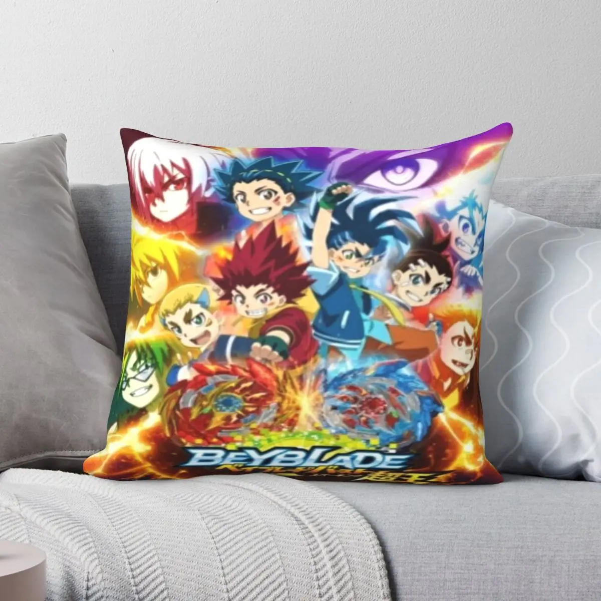 

BEYBLADE Pillowcase Polyester Linen Velvet Printed Zip Decor Throw Pillow Case Home Cushion Cover Wholesale 18"