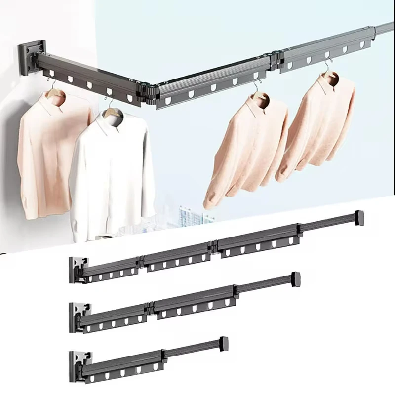 Suction Cup Folding Clothes Rack Indoor Retractable Space Saving Home Laundry Line Wall Hanging