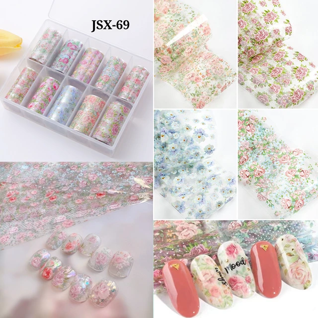 36 Patterns Flower Nail Foils for Transfer Paper Auroral Floral Foil  Sunflower Nails Wraps Dried Flowers Nail Art Decorations