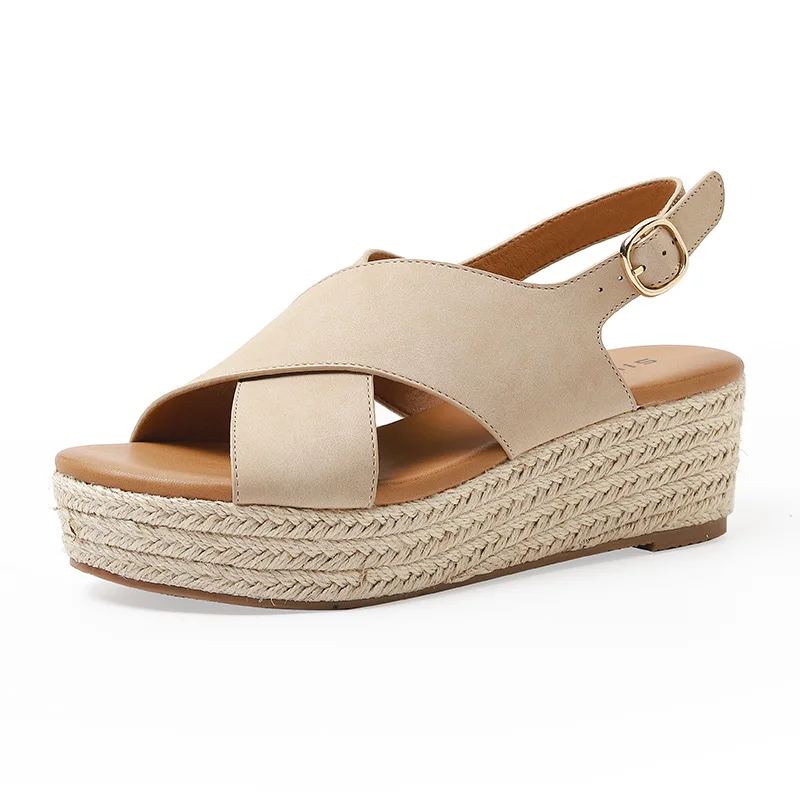 Summer Women Sandals 2022 New Fashion Wedges Super High Heel Sandals Buckle Round Toe Open Toes Ladies Footwear 