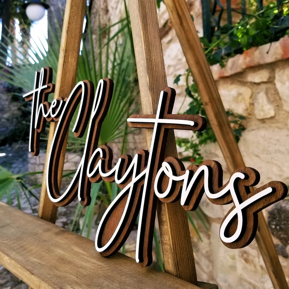 Description Picture 2 of itemPersonalised House Sign Wood&Acr Door Sign Custom Name Sign Modern House Floating Sign Door Address 3D Number Plaques Outdoor