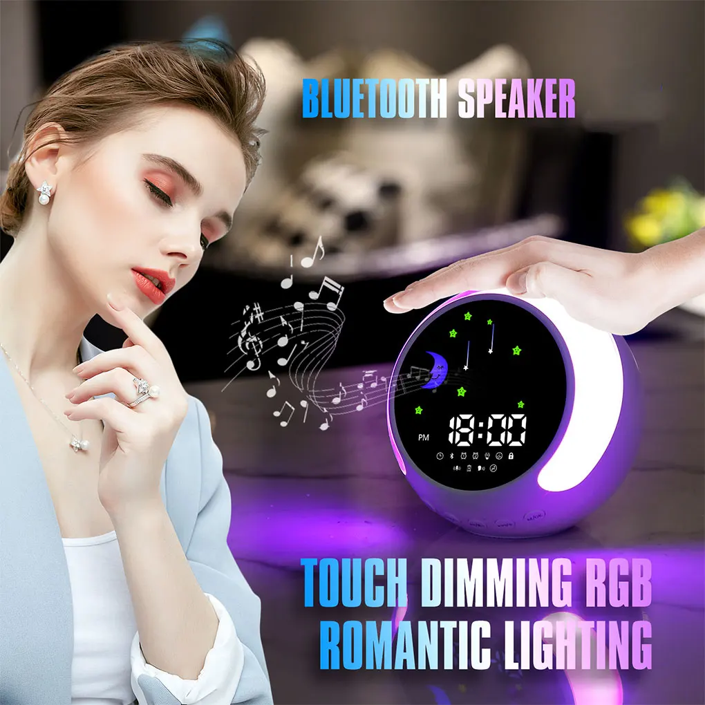 

ABS Alarm Clock With Bluetooth Smart Speaker Fashion White Noise Wakeup Alarm Sleep Training