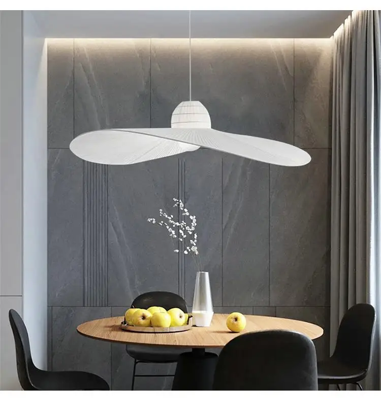 Designer Hut Kronleuchter kreative Stoff Pendel leuchte für Wohnzimmer Schlafzimmer Hotel weiß schwarz LED Esstisch Hängelampe – Detail 3