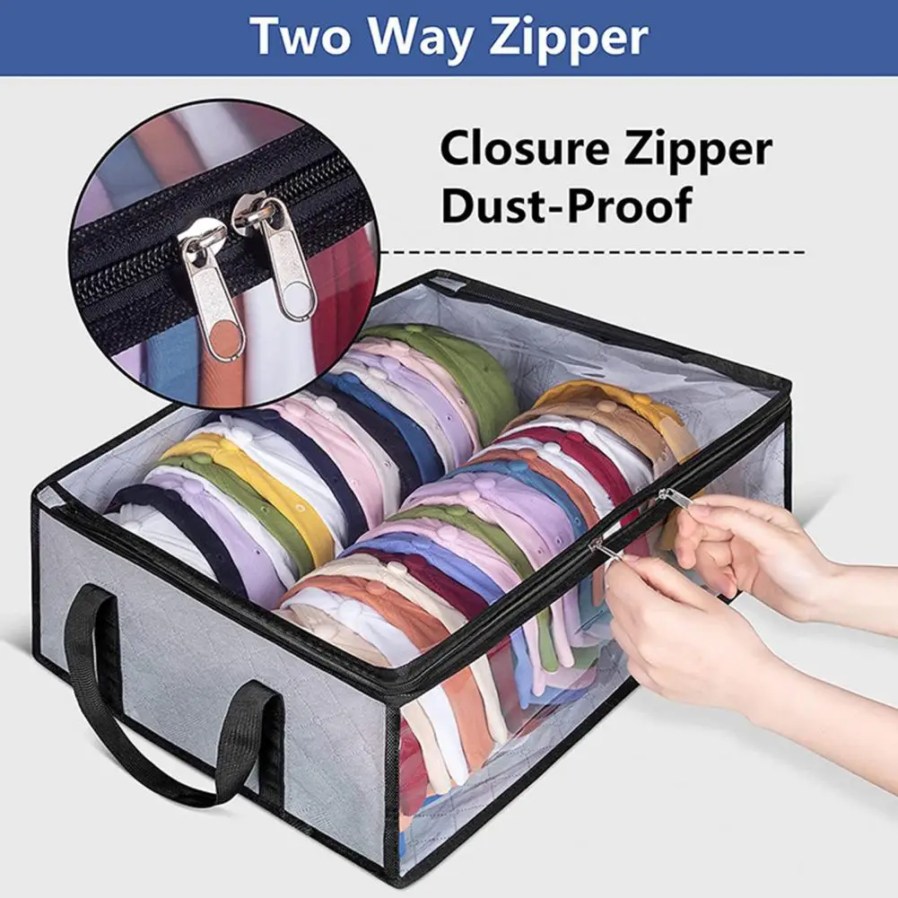 

Foldable Hat Storage Clear Hat Organizer For Baseball Caps Portable Baseball Cap Bag Holder Clear With Black Handles And Zipper
