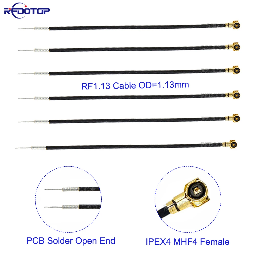 

5pcs/Lot RF1.13 Cable OD=1.13 Single End U.fl IPEX4 MHF4 Female to PCB Solder Open End Pigtail Jumper RF Coaxial Extension Cable