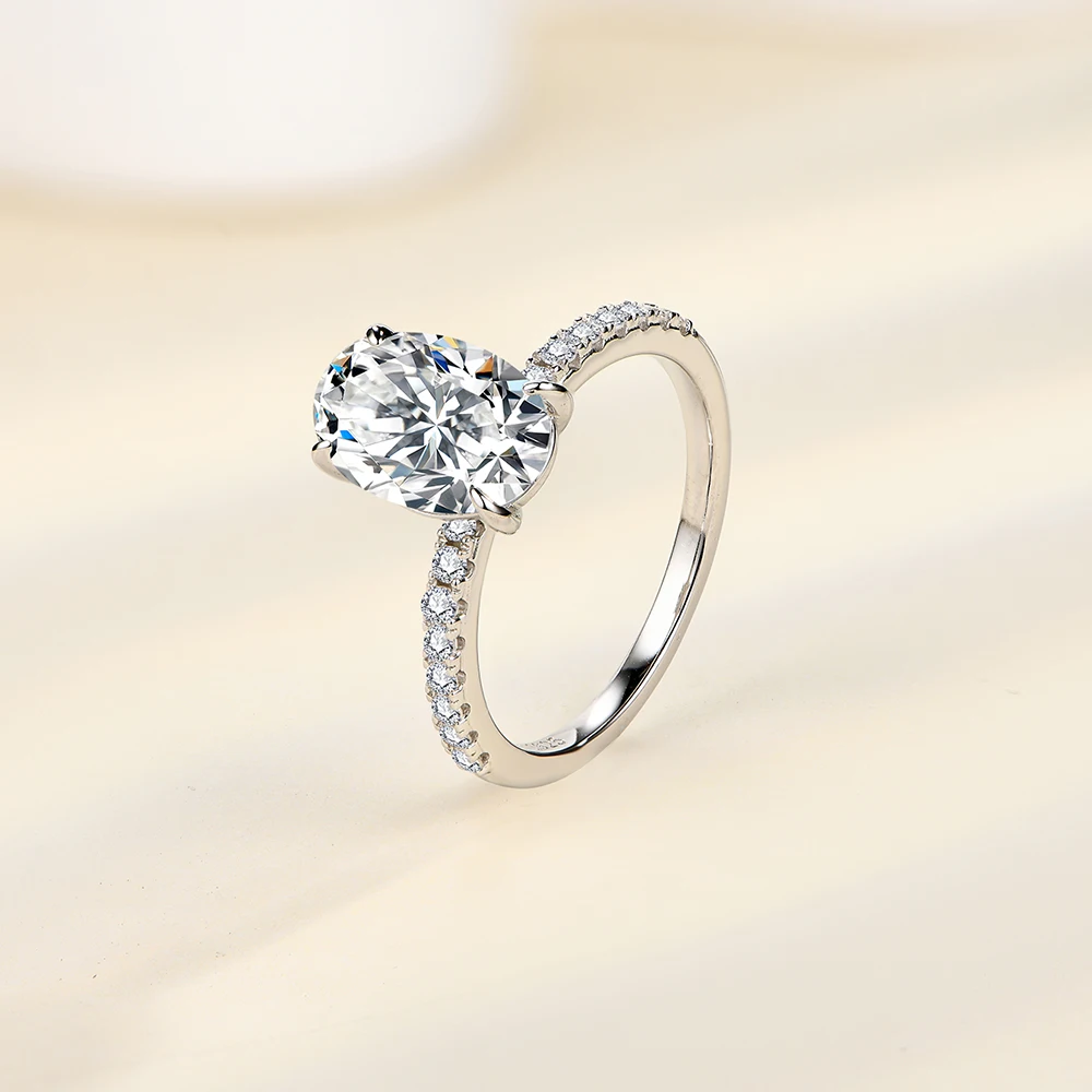 MINTYBOX S925 Sterling Sliver Oval Cut 3.5CT Moissanite Diamond Ring for Women Passed Tester Engagement Rings Travel Jewelry 4