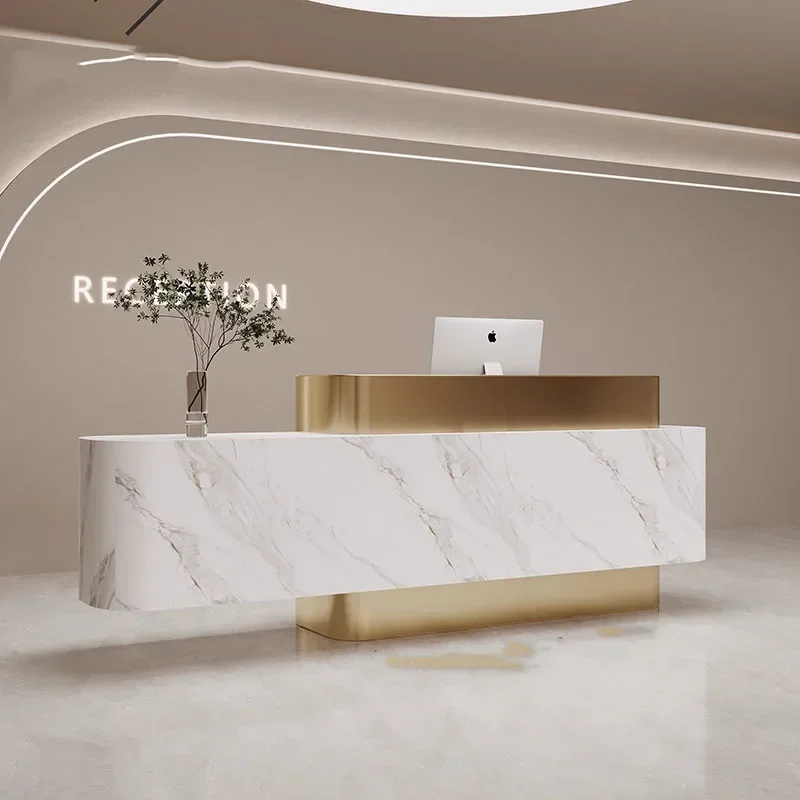 Service Standing Reception Desk Luxury Counter Modern Desktop Reception Desk Corner Writing Toonbank Receptie Office Furniture