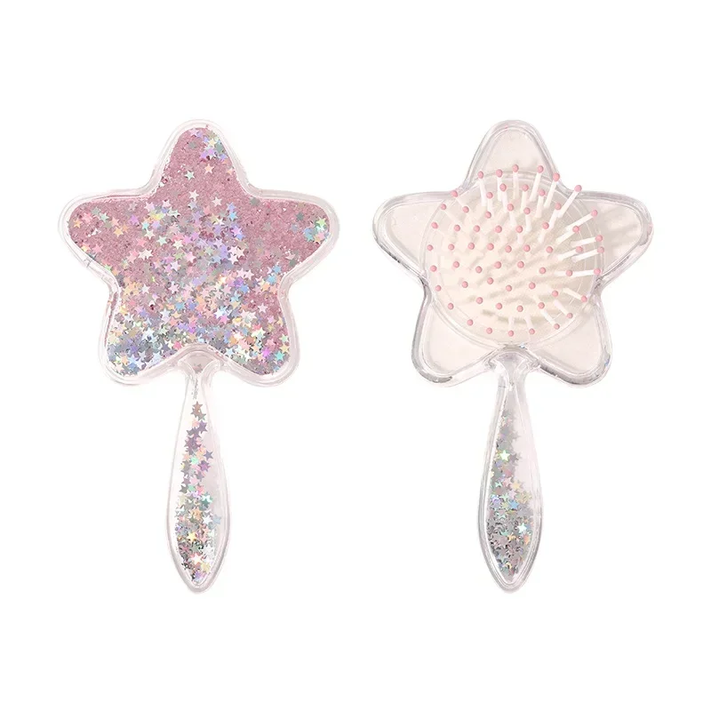 1 Piece Creative Design Baby Brush for Toddler Girl Sweet Five-pointed Star Sequins Hair Comb Portable Kids Girl Hairbrush