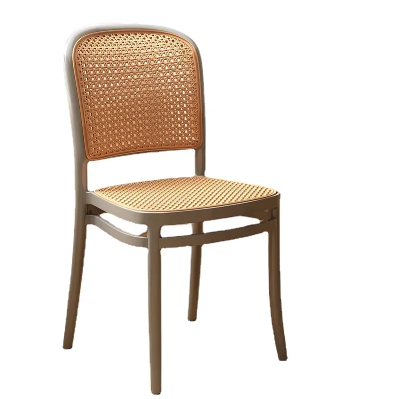 

2pcs Nordic Dining Chairs Imitation Rattan Restaurant Chair Superimposed Computer Chair Stable Load-bearing Kitchen Furniture