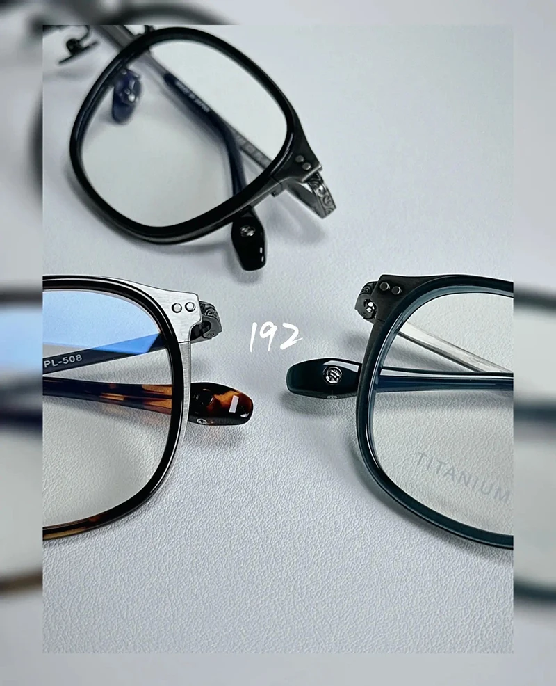 Japanischen Stil Neue Ultra-Licht Reinem Titan Gläser Frauen Männer Gebürstet Metall Textur Rahmen High-end IP Galvanik brille – Detail 1