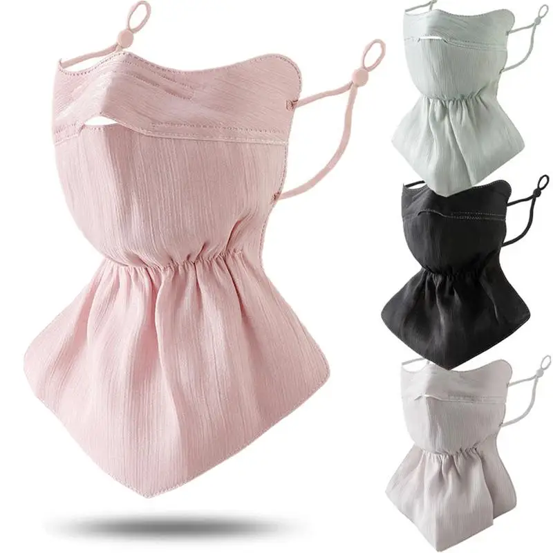 Women's Ice Silk Face Cover Anti-UV Quick Drying Breathable Sunscreen Bandana UPF50+ Hanging Ear Scarf for Outdoor Activities womens face scarf