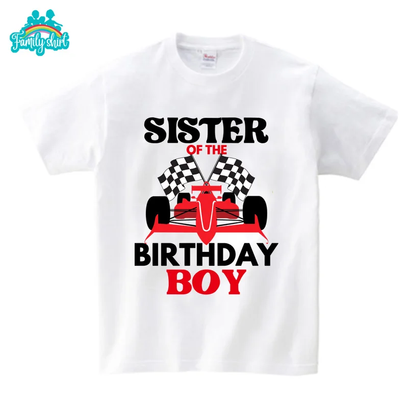 Trajes familiares a juego para cumpleaños de F1, camiseta con temática de dibujos animados para niños, ropa divertida para regalo de fiesta, padre, madre