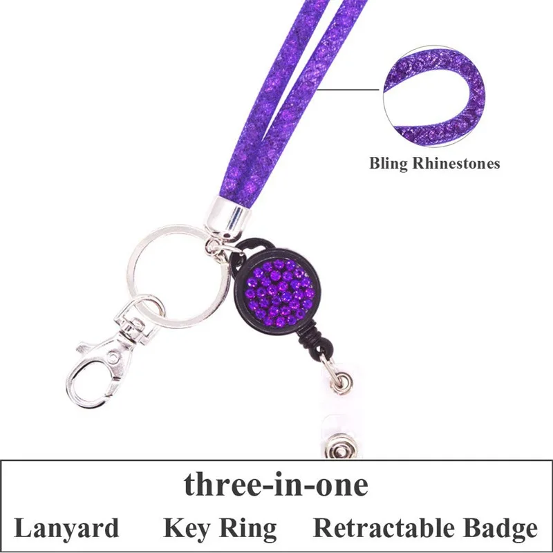 Retractable Badge Reel Lanyard with ID Holder and Universal Keychain