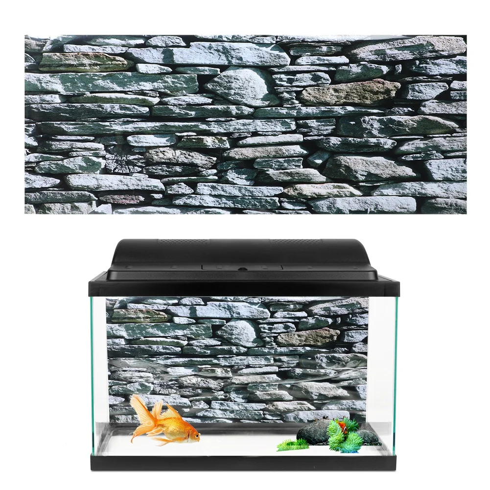 Fish PVC Sticker Background Poster Decorative Stonewalling Paintings PVC Sticker Landscape Image for Aquarium Fish aquarium sticker