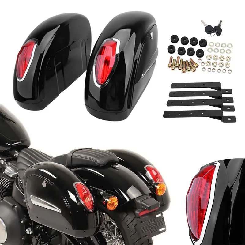 

Универсальная сумка-седло для мотоцикла, сумка для багажа, инструмент для багажника, жесткий боковой Чехол с красным светом для Harley, Suzuki, Honda, Yamaha