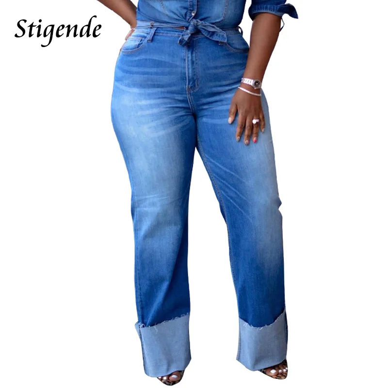 

Stigende Women Loose Straight Wide Leg Jeans Streetwear Casual Solid Color XXXL Denim Pants Fashion Patchwork Blue Trousers