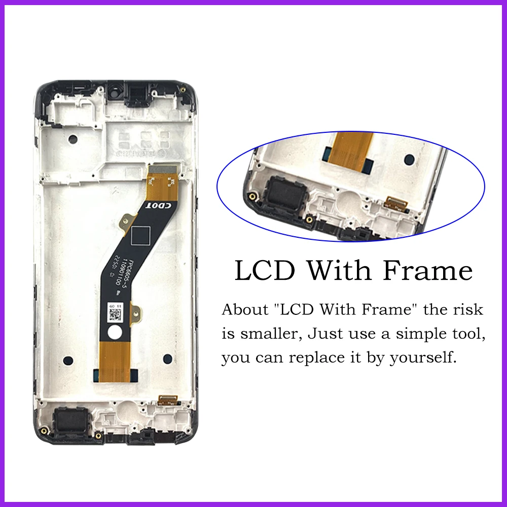 6.6 Infinix Smart 7 X6515 Smart7 HD X6516 LCD 디스플레이 터치 스크린 디지타이저 어셈블리 교체 부품 (프레임 포함)