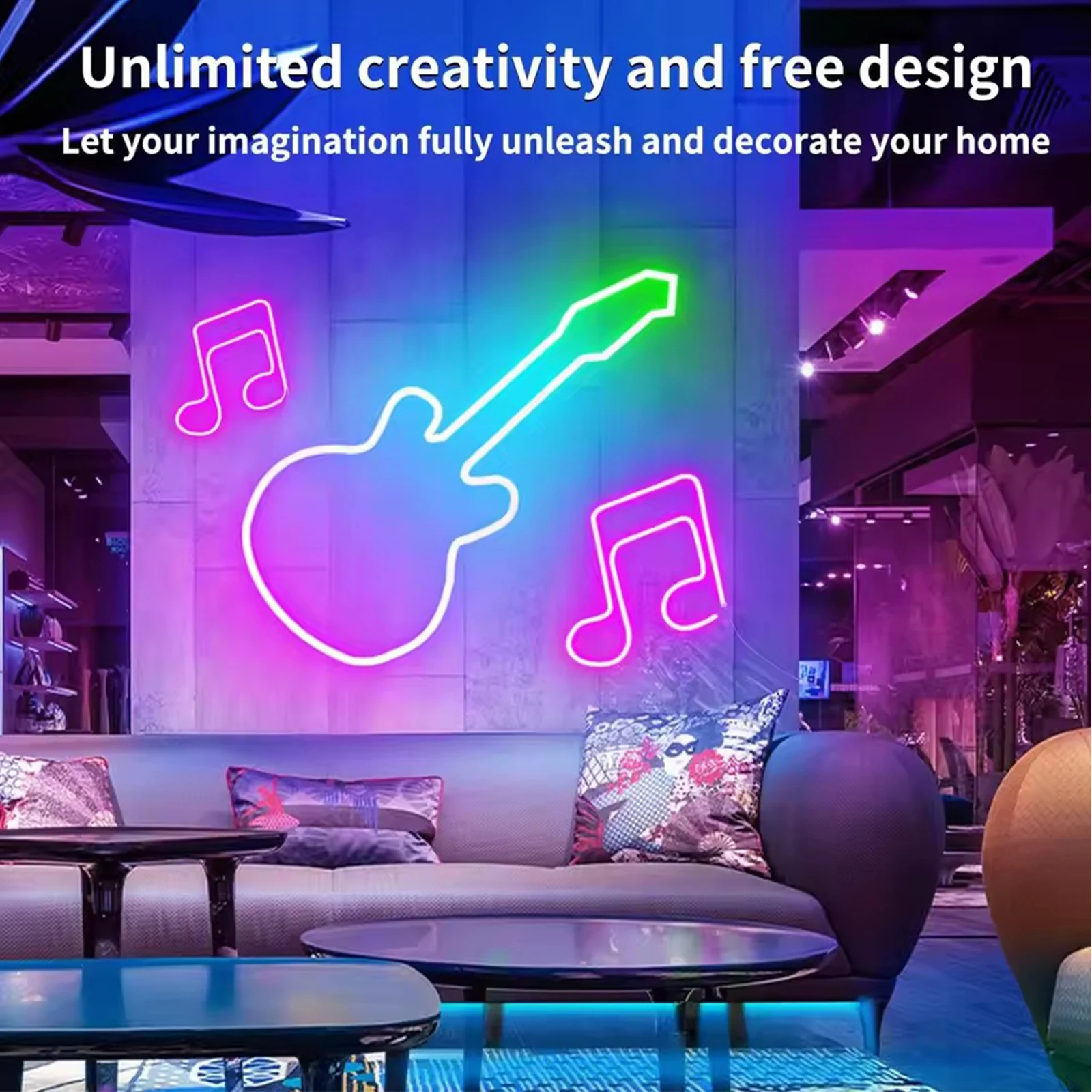 Neon LED Strip APP Remote Flexible Neon Light Strip Silicone Neon Tape Light for Bedroom Living Room Gameroom