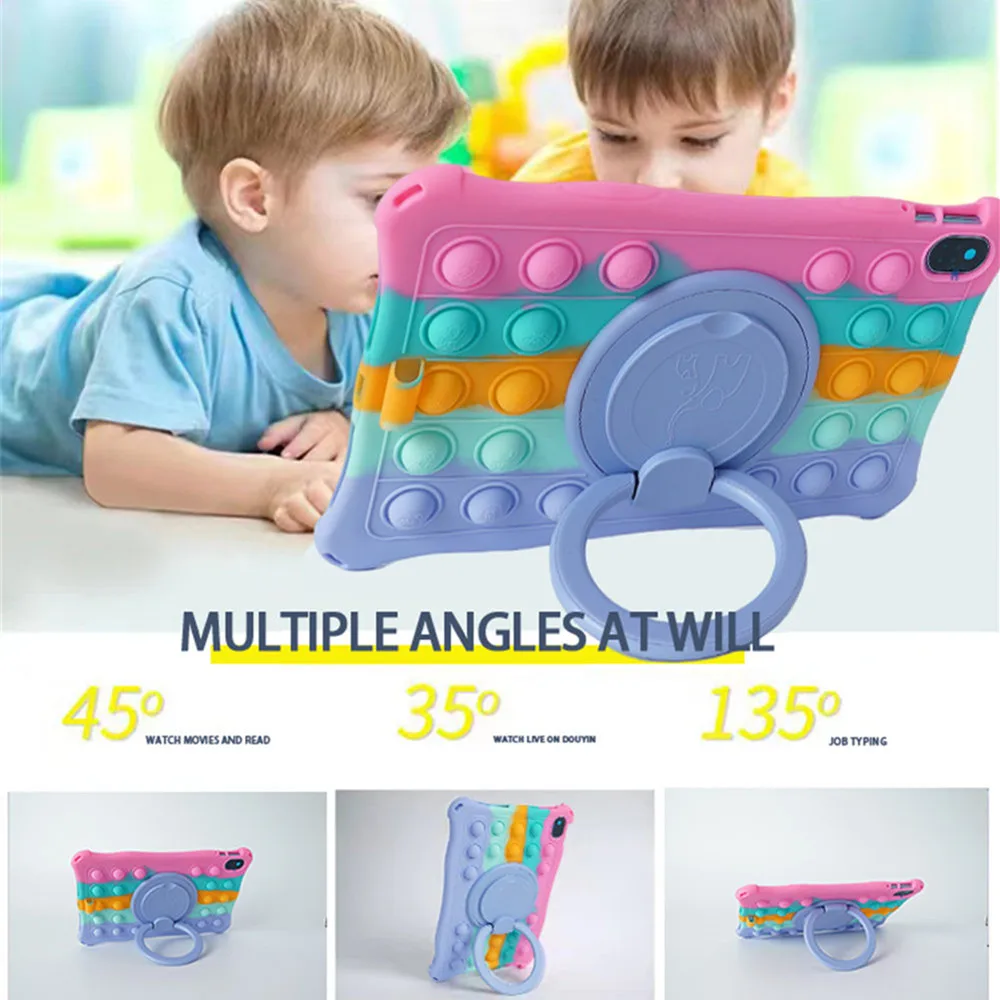 Children's 12 Silicone Tablet Case with 360° Rotating Kickstand and Strap