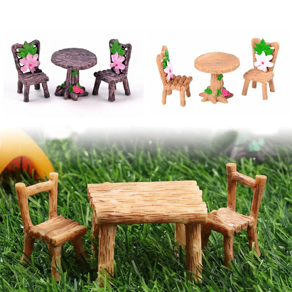 

Kids Favors Dollhouse Accessories Home Decor Mini Miniature Table and Chairs Garden Furniture Ornament Micro Landscape