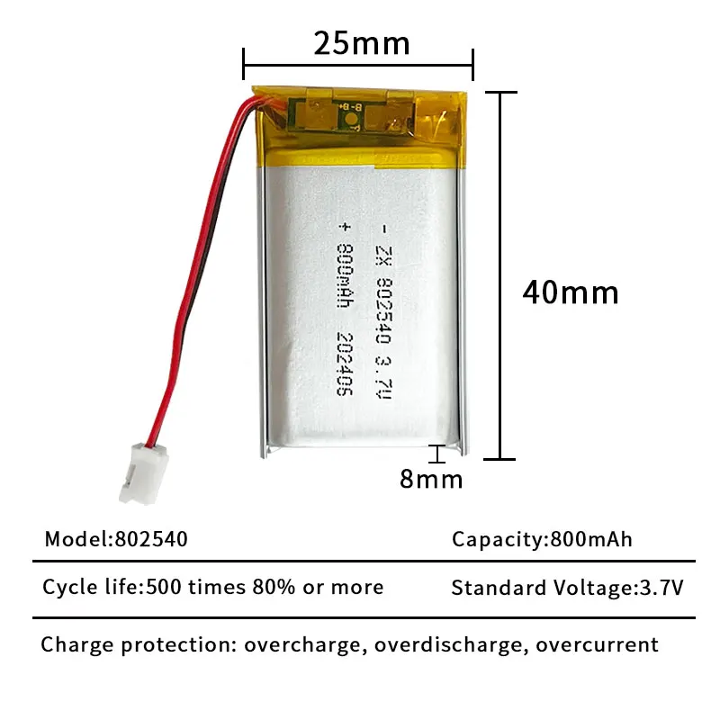 Lipo 800mAh 3.7V 082540 Lithium Battery Li Polymer Batteries 1pcs-10PCS For Flashlight Remote Controller Handheld Fans