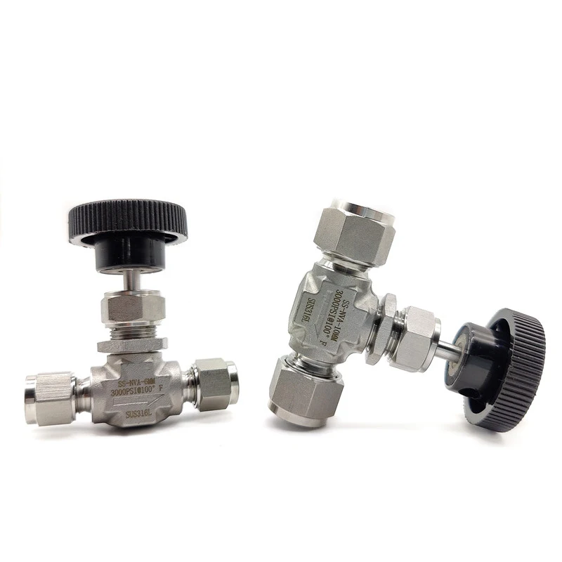 316L Edelstahl sterben schmieden Doppel Ferrule Nadelventil 6mm 8mm 10mm Instrument Luftquelle Rohr Durchflussregelventil – Detail 4