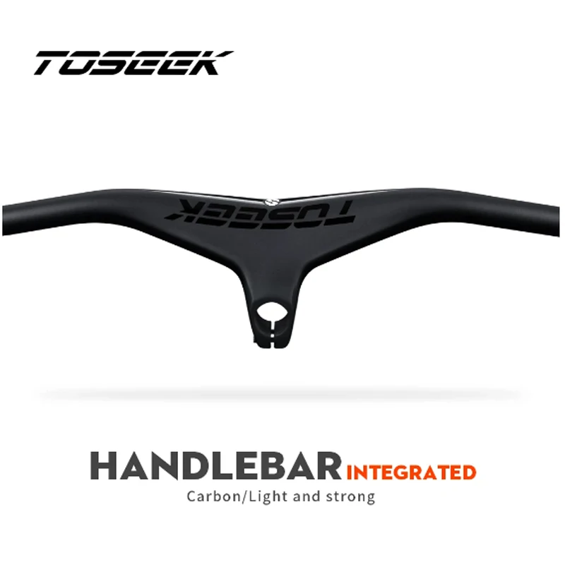 TOSEEK Mtb Handlebar and Stem -17Degree Carbon Integrated Handlebar For Mountain Bike stem 80/70/80/90/100mm Bicycle Parts