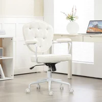 Homcom Cute Office Chair, Teddy Bear Fleece Vanity Chair, Cream White 2