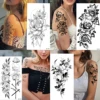 Waterproof Temporary Tattoo Sticker Flowers Roses Lilies Peonies Geometric Patterns Body Art Arm Fake Tattoos Sleeve Women Men 5