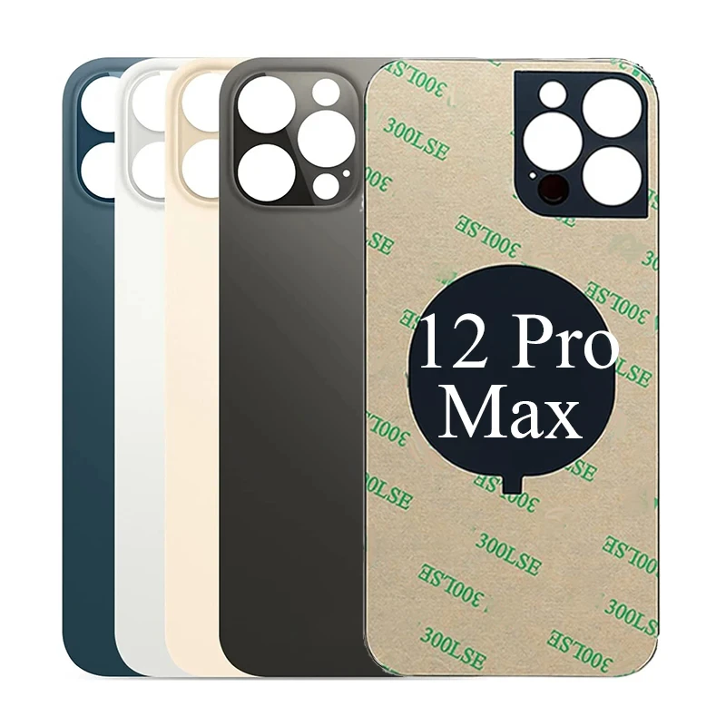 Glass Phone Back Cover For iPhone 12 Pro Max Back Glass Panel Battery Cover Replacement Parts Big Size Hole Camera Rear Door Housing Case