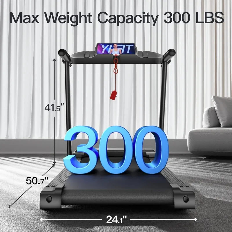 Foldable Treadmills for Home Quiet 3.0HP Folding Treadmill with Silicone Shock Absorption Heart Rate Monitor 8.5MHP 300 LBS