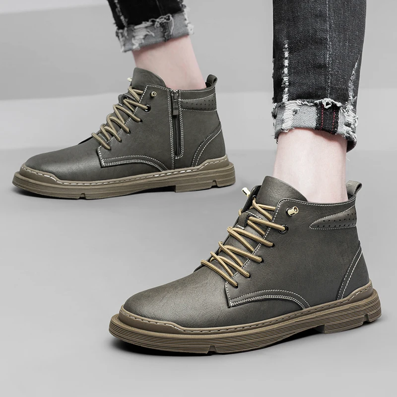 Hot Selling Men's High Top Shoes Winter Cold Resistant Ankle Boots Men's Business Boots Work Attire Boots Elevated Shoes