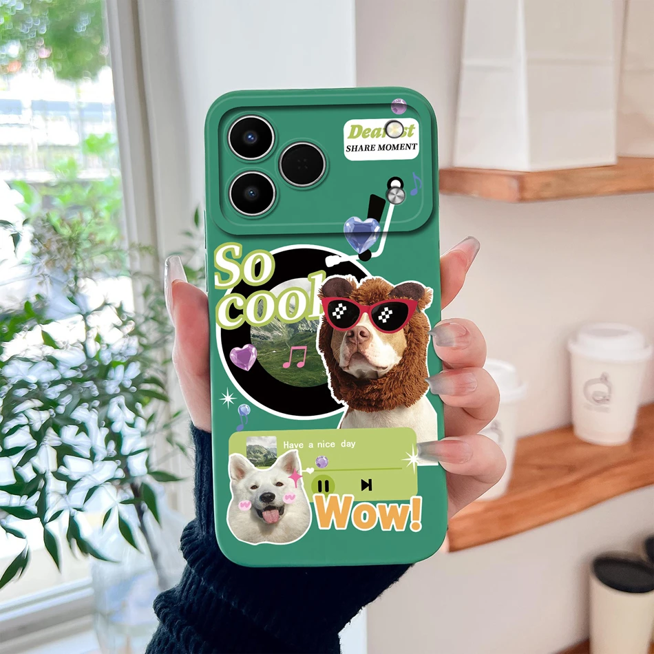 Funny Cartoon Animals Lens Protection Soft Liquid Silicone Back Cover Case