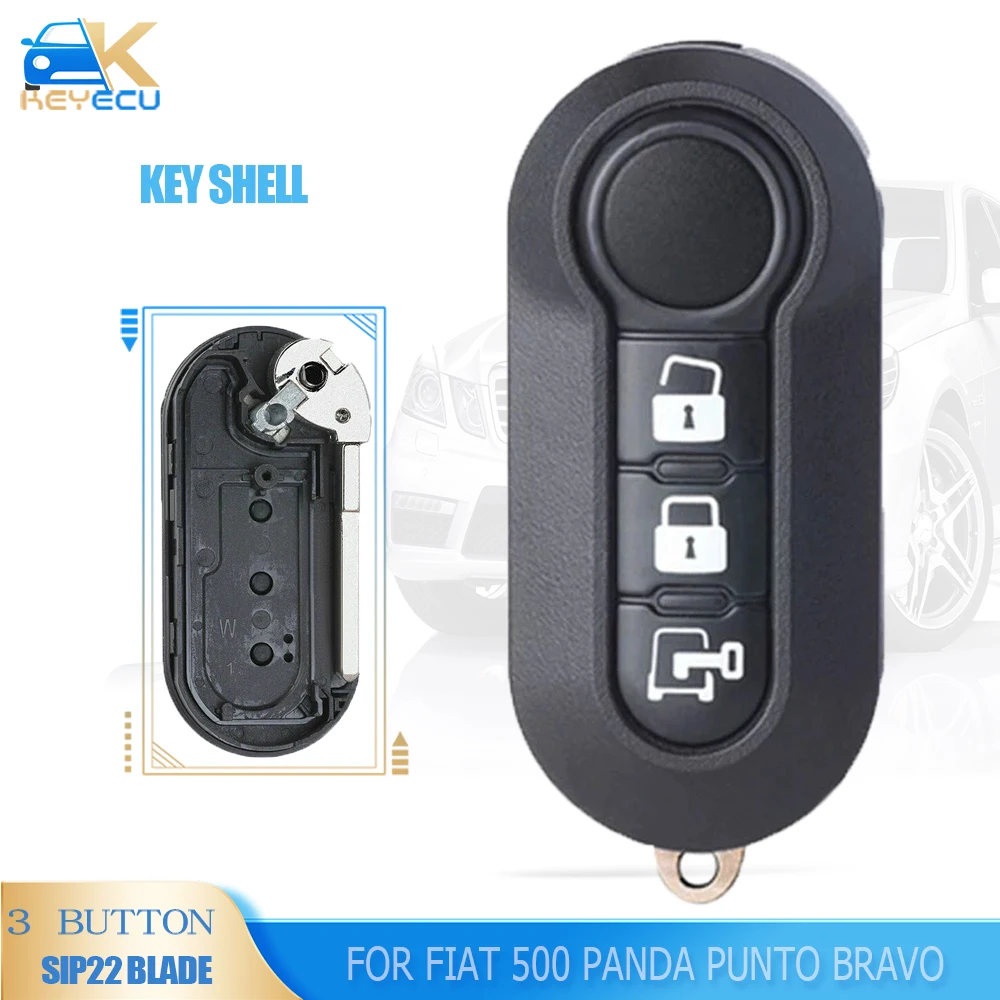 

KEYECU Car Remote Key Shell Case Flip Key for Fiat 500 Panda Punto Bravo Stilo Ducato Citroen Jumper Peugeot Boxer SIP22
