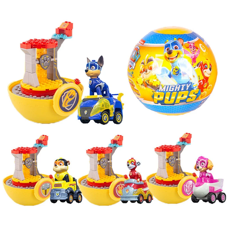 Paw Patrol Mighty Dog Egg Patrulha Cina Action Figure Chase Marshall Skye Superpower Tower Patrol Vehicle Regali Giocattolo Per Bambini