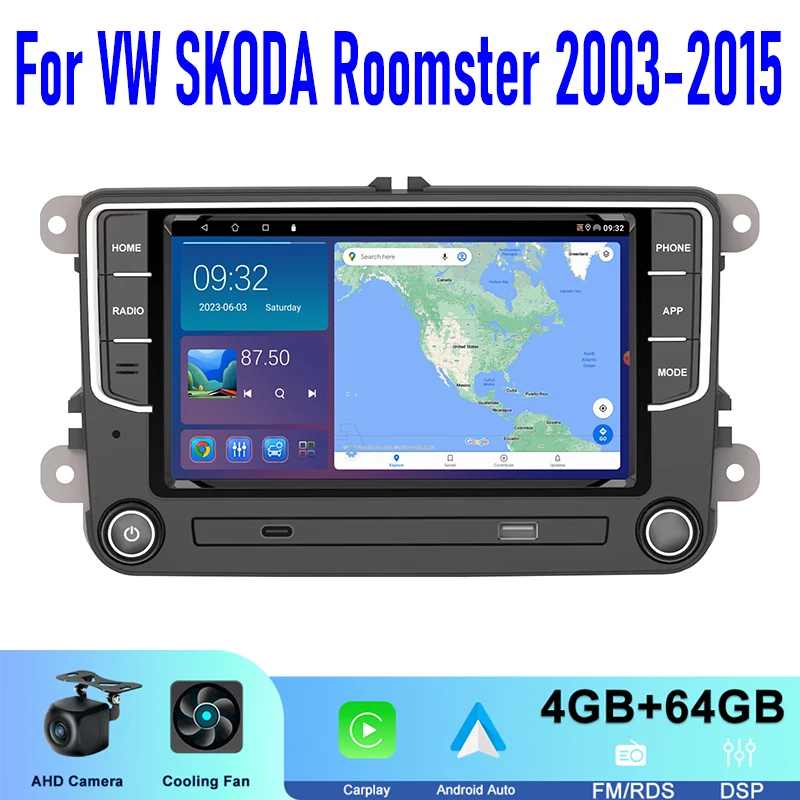 Autoradio Android 13 Per Skoda Roomster 2006-2015 – Carplay, GPS E Touch 7 Pollici