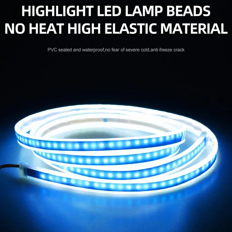 스캔 시작 LED 자동차 후드 라이트 스트립, 자동차 엔진 후드 가이드 장식 앰비언트 램프, 12V 수정 자동차 주간 주행등