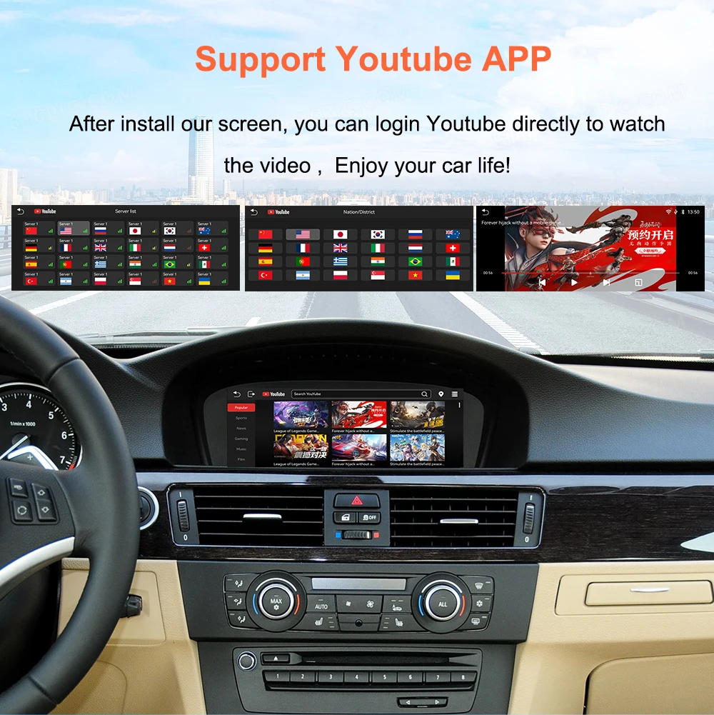 Pantalla táctil inalámbrica Bonroad de 8.8" con Linux y Carplay para BMW Serie 3/5 E60 E61 E90 E91 E92 E93 con sistema CCC CIC, Android Auto, Airplay y reproductor multimedia para automóvil. 3