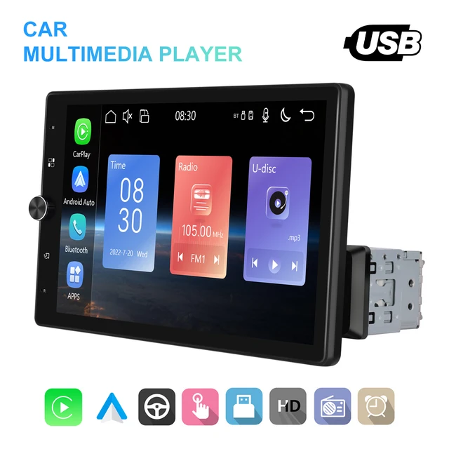 Podofo 1 Din MP5 Car Stereo Radio Carplay Android Auto 10.4