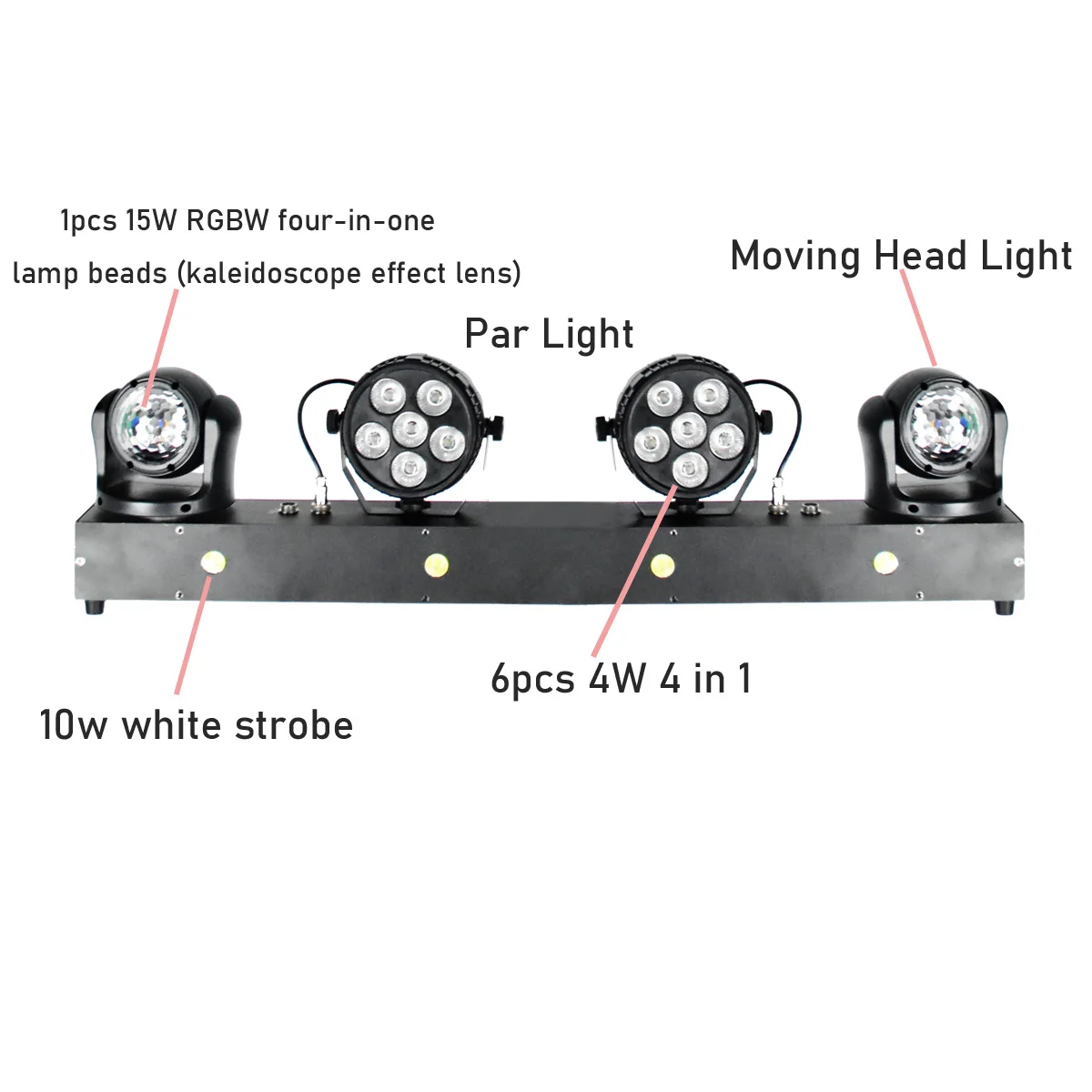 DJ light bar with stand 15w RGBW 4 in 1 kaleidoscope lens effect moving head lig