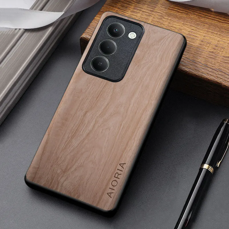 Elegant Wooden Pattern PU Leather Phone Case - Unique and Lightweight Design
