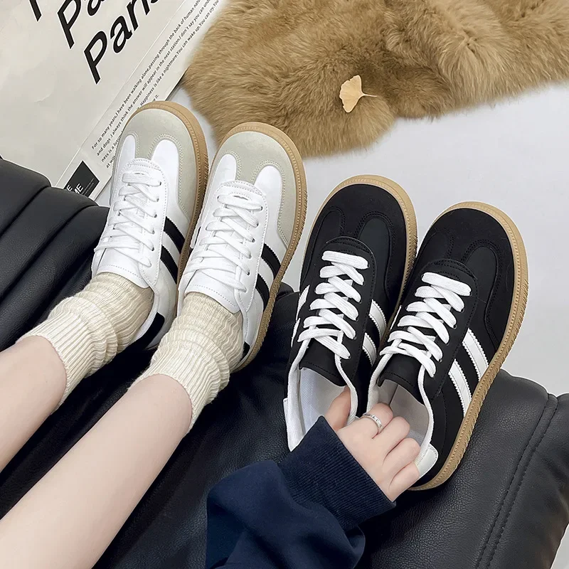 Classic Flat Bottom Sport Shoes for Women Large Size Spring Autumn New Style De Xin White Shoes Casual Leisure Board Shoes