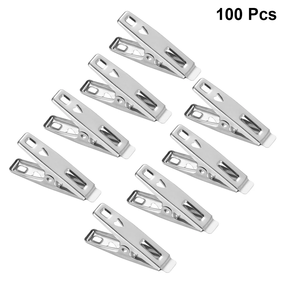 100PCS Stainless Steel Clothes Pegs Hanging Pins Laundry Hanger Clips New 
