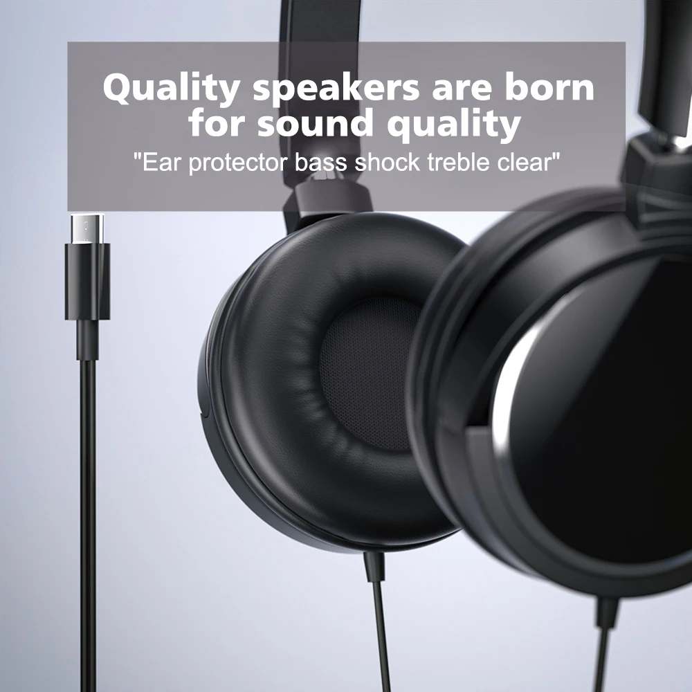 3.5mm/Type-C Wired Headphones Noise Cancelling Business Over Ear Headset Flexible Adjustable Stereo Earphones for PC MP3 Mobile 5