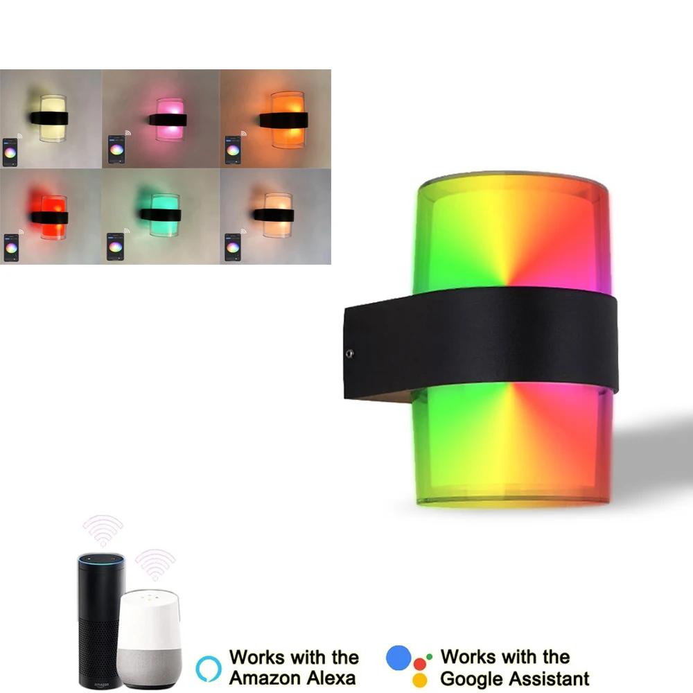 

Светодиодная настенная лампа, умная лампа с поддержкой Bluetooth, Wi-Fi, APP и Alexa, RGB LED светильники для умного дома, 10 Вт, работает с Google