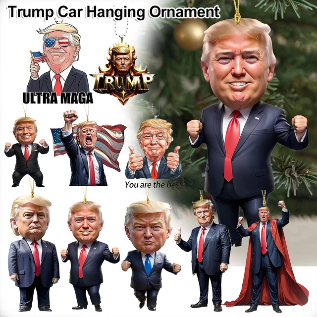 Funny Interesting Acrylic Donald Trump Cartoon Pendant Funny Trump Pendant Keychain Car Doll Hanging Christmas Tree Pendant 2
