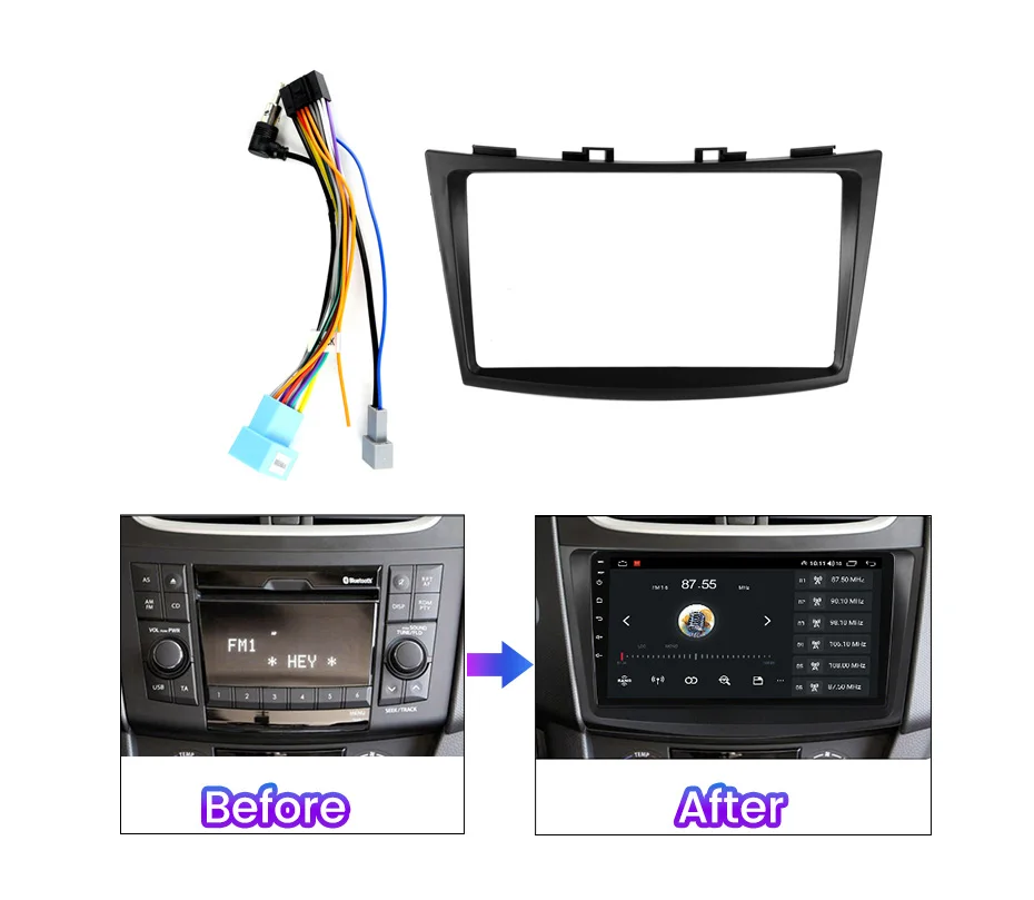 9 Zoll Autoradio-Blende Rahmen für Suzuki Swift 2011–2015 2Din DVD Stereo Panel Montage Installation Dash Kit Rahmen Adapter Lünette – Detail 4