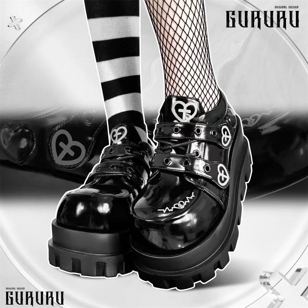 GURURU Original Punk Love Cross Y2K Thick Sole Shoes