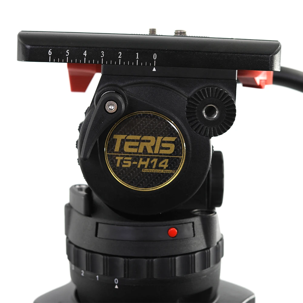 Teris TS-H14CF-Q 유체 헤드 및 삼각대 키트, 탄소 섬유 사진 촬영 삼각대, TS-DV 터치 앤 고 플레이트 포함, 100mm 헤드 피팅