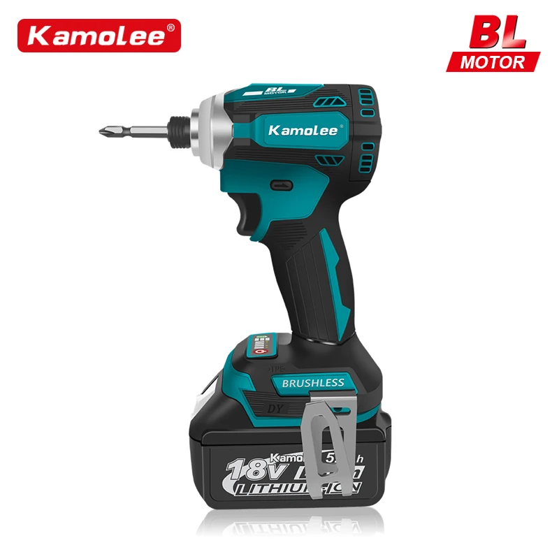 Kamolee 588Nm Avvitatore Elettrico A Percussione Senza Fili Avvitatore A 5 Velocità Utensile Elettrico 1/4 "Con 3 Luci A Led Per Batteria Makita